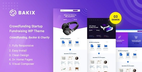 Bakix Crowdfunding Startup & Fundraising Wordpress Theme 1.0