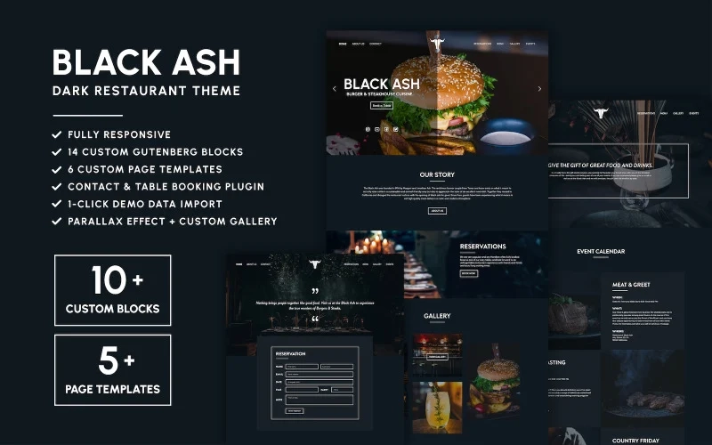 Black Ash Dark Restaurant Wordpress Theme 1.0.3
