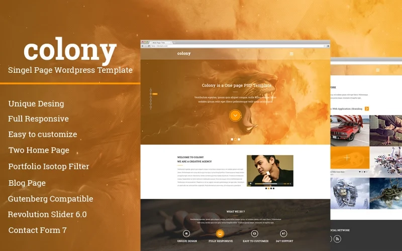 Colony Single Page Wordpress Template Wordpress Theme 4.6.0