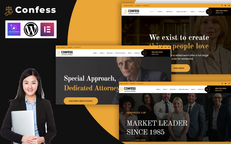 Confess Lawyer Attorney And Law Firm Wordpress Elementor Theme Wordpress Theme 1.0.0