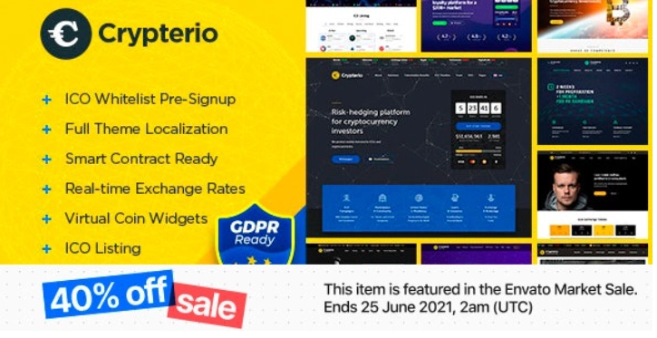 Crypterio Ico Landing Page, Nft And Cryptocurrency Wordpress Theme 2.4.7