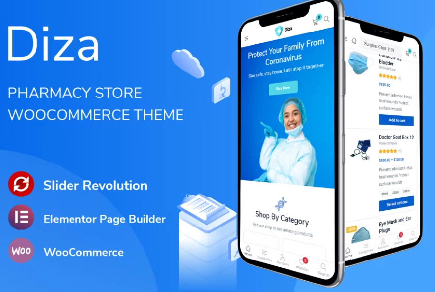 Diza Pharmacy Store Elementor Woocommerce Theme 1.2.5