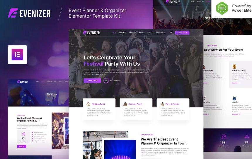 Evenizer – Event Planner & Organizer Elementor Template Kit