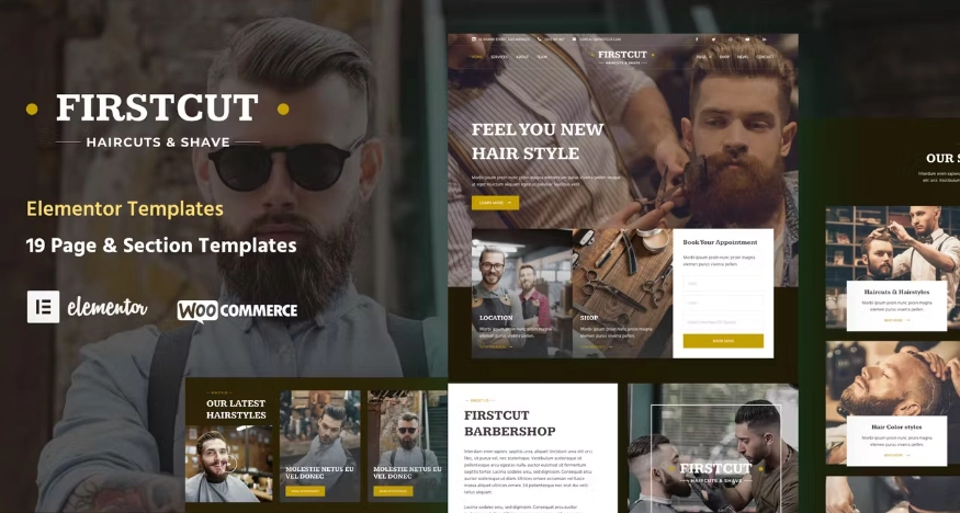 Firstcut Barbershop & Men's Grooming Elementor Template Kit