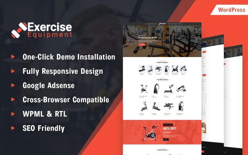 Fitness And Exercise Equipment Store Wordpress Theme 1.0.0