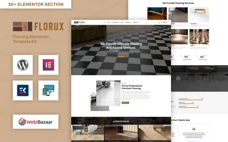 Florux Paving & Tiling Services Elementor Wordpress Wordpress Theme 1.0