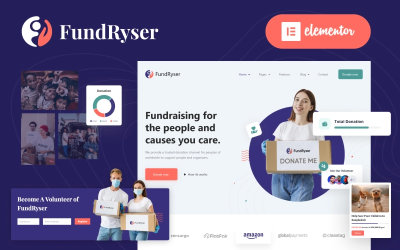 Fundryser Charity Fundraising Donation Elementor Wordpress Theme 1.0.0