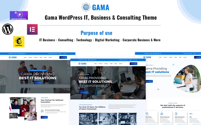Gama It, Business And Consulting Wordpress Elementor Theme Wordpress Theme 1.0.0
