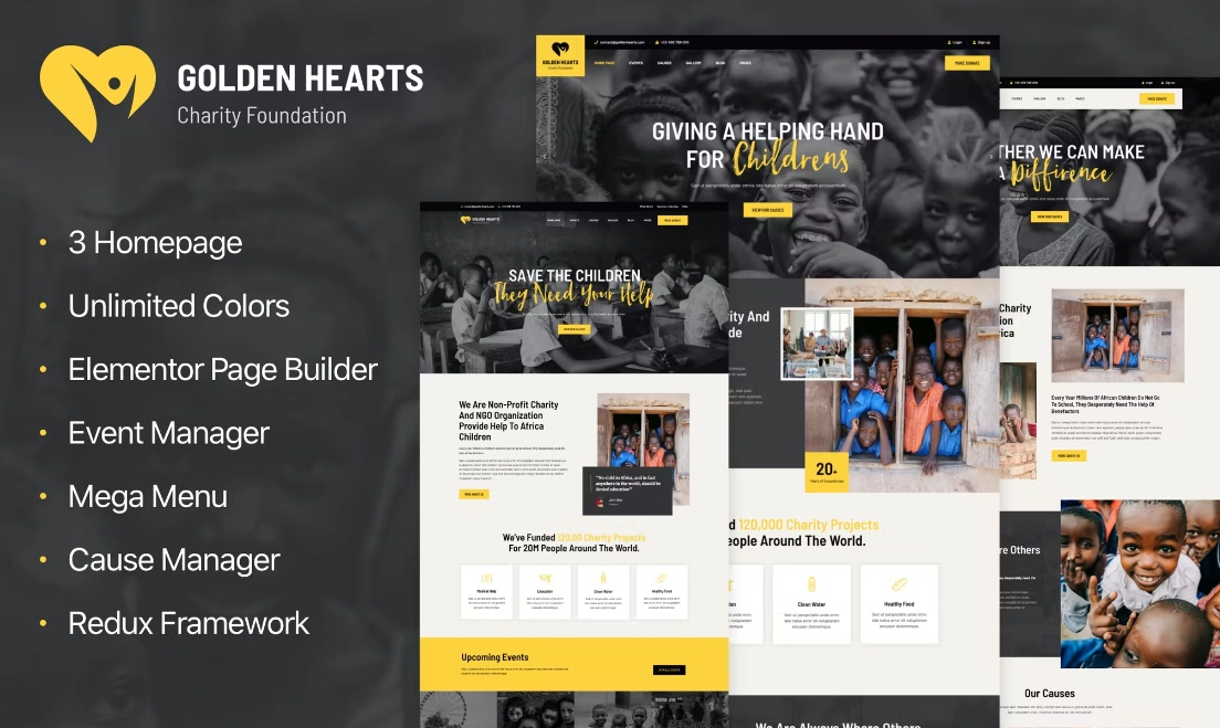Golden Hearts Fundraising & Charity Theme 1.0.7
