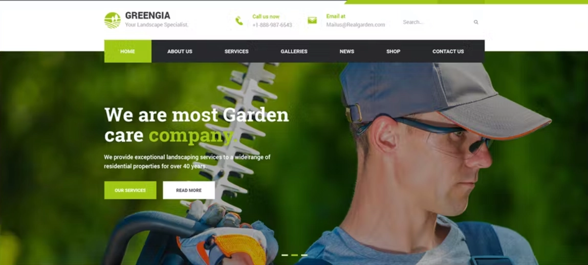Greengia Gardening Landscaping Wordpress Theme 2.1