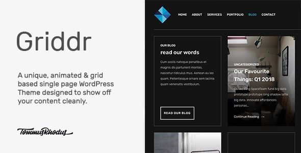 Griddr Animated Grid Creative Wordpress Theme 1.0.4