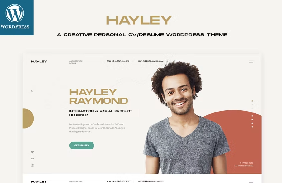 Hayley Personal Cv/resume Wordpress Theme 1.0