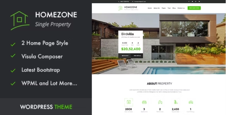 Home Zone Single Property Real Estate Wordpress Theme 1.6