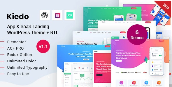 Kiedo App & Saas Landing Wordpress Theme 1.5