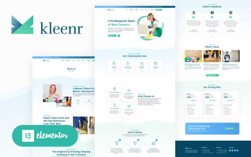 Kleenr Cleaning Service Company Elementor Wordpress Woocommerce Theme Wordpress Theme 1.1.0