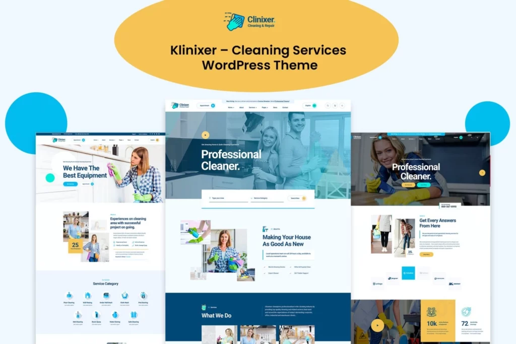 Klinixer – Cleaning Services WordPress Theme + RTL 1.0.2