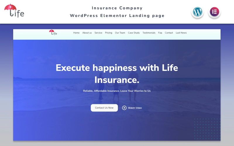 Life Insurance Сompany Landing Page With Blog Elementor Wordpress Theme 1.1