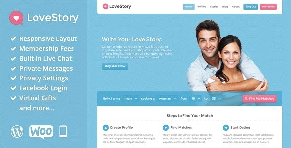 Lovestory Dating Wordpress Theme 1.18