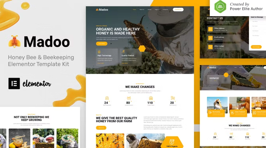 Madoo – Honey Bee & Beekeeping Elementor Template Kit