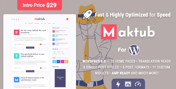 Maktub Minimal & Lightweight Blog For Wordpress 1.4.0