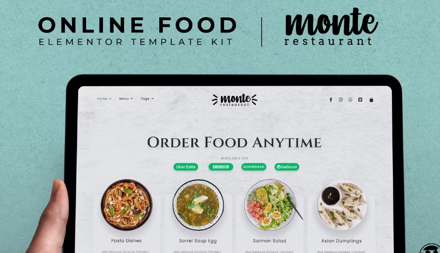 Monte Online Food Elementor Template Kit