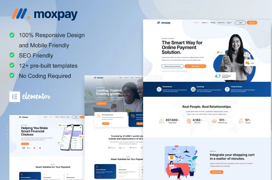 Moxpay Online Payment Gateway Elementor Template Kit