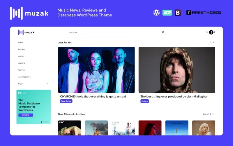 Muzak Music News, Reviews, Blog And Database Wordpress Theme 1.0.0