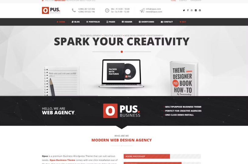 Opus Multipurpose Business Wordpress Theme 1.7