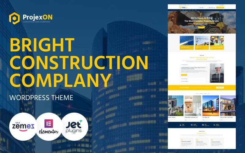 Projexon Bright Construction Complany Wordpress Theme 1.0.4