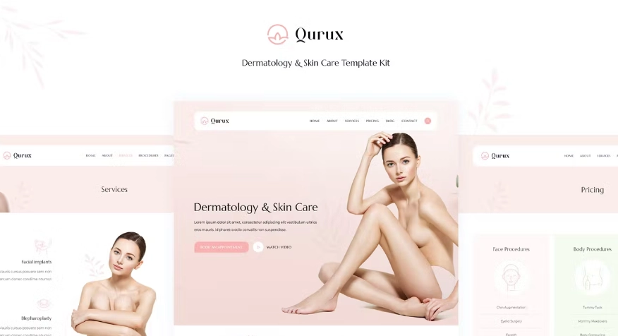 Qurux Dermatology & Skin Care Elementor Template Kit