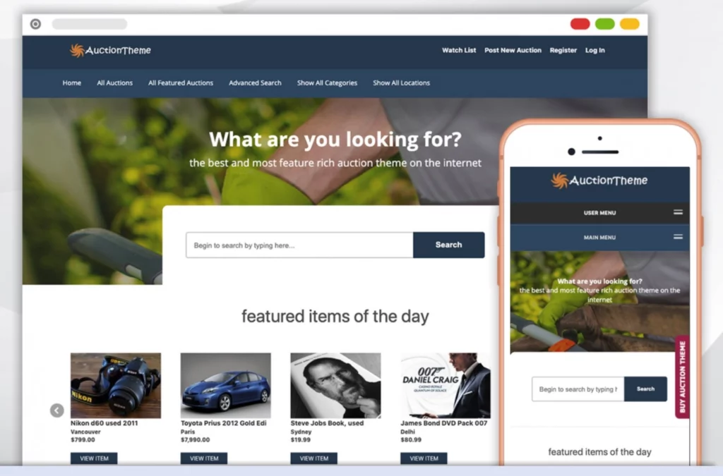 Responsive WordPress Auction Theme 6.0.1