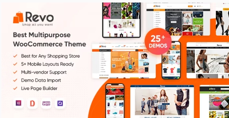 Revo Multipurpose Elementor Woocommerce Wordpress Theme (25+ Homepages & 5+ Mobile Layouts 4.0.14