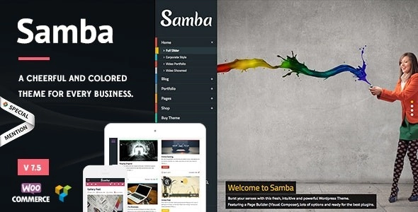 Samba Colored Wordpress Theme 7.5