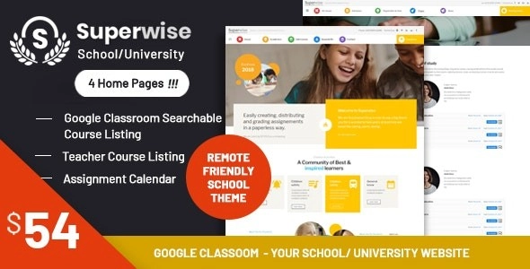 Superwise Modern Education And Google Classroom Wordpress Theme 2.9.3