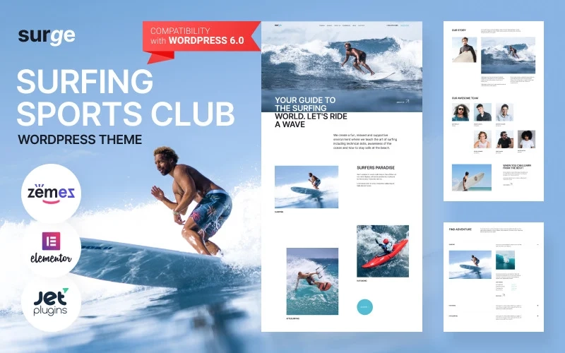 Surge Surfing Sports Club Wordpress Theme 1.0.0