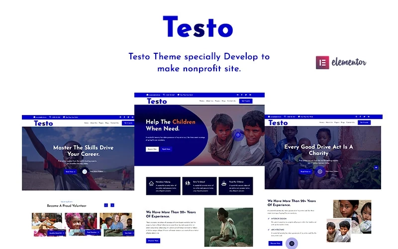 Testo– Nonprofit Charity Elementor Wordpress Theme Wordpress Theme 1.0.0