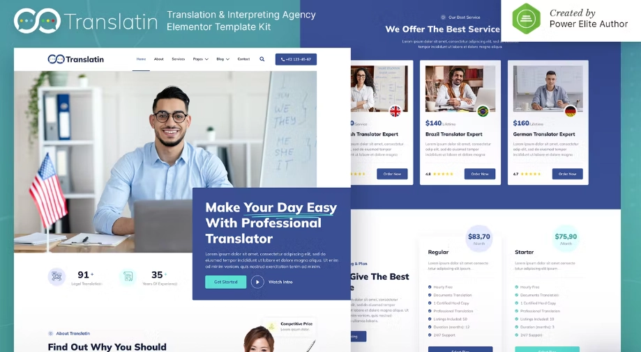 Translatin – Translation Services & Interpreting Agency Elementor Template Kit