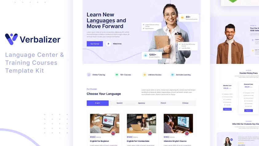 Verbalizer – Language Courses & Learning Center Elementor Template Kit