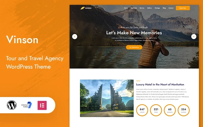 Vinson Tour And Travel Landing Page Wordpress Theme 1.0.0