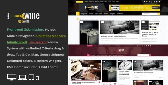 Wine Masonry Review & Front End Submission Wordpress Theme 2.9