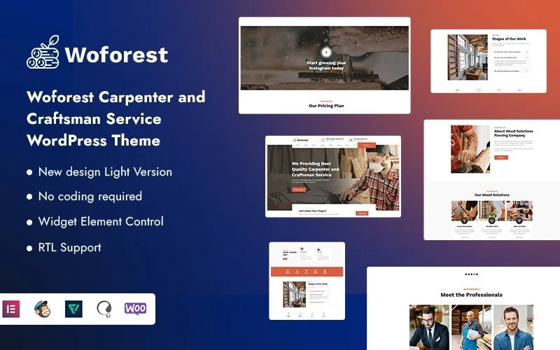 Woforest Carpenter And Craftsman Service Wordpress Theme 1.0.0