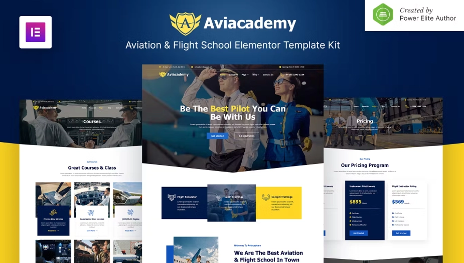 Aviacademy – Aviation & Flight School Elementor Template Kit