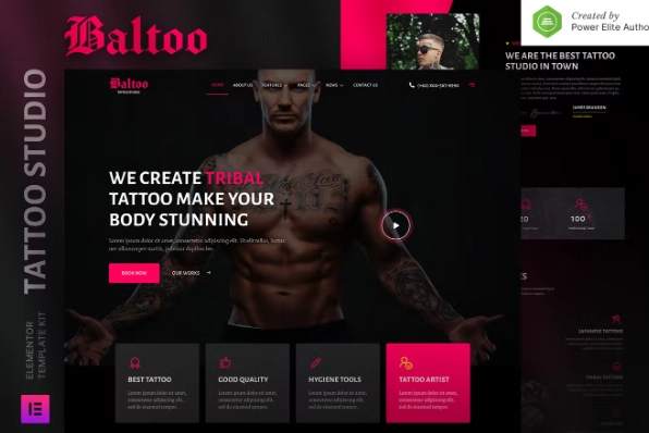 Baltoo – Tattoo Studio And Artist Elementor Template Kit