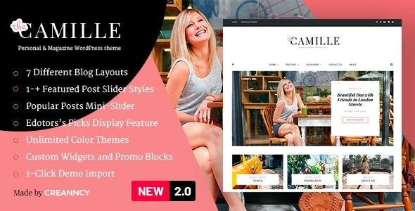 Camille Personal & Magazine Wordpress Theme 2.0.1