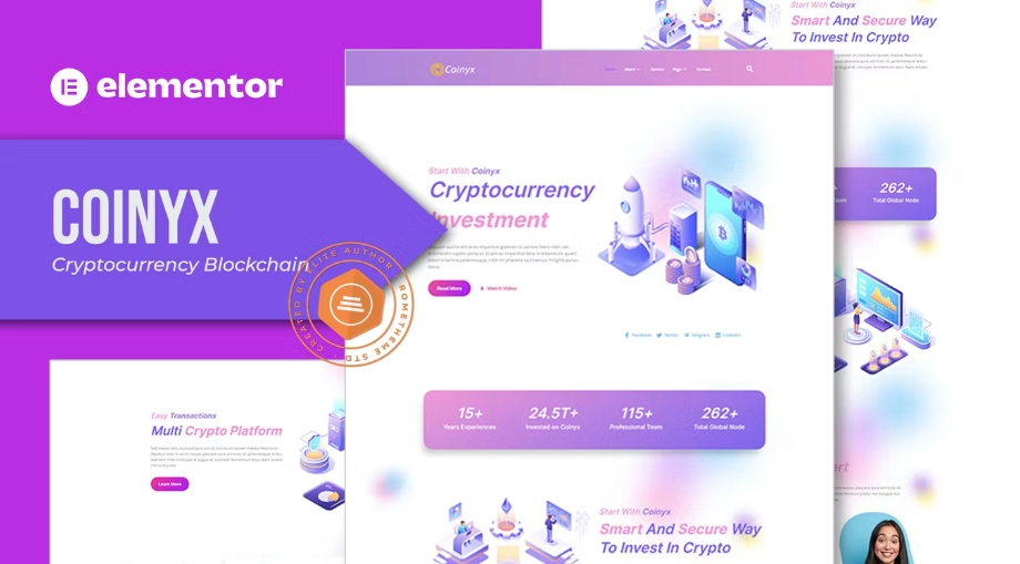 Coinyx Cryptocurrency Blockchain & Bitcoin Elementor Template Kit