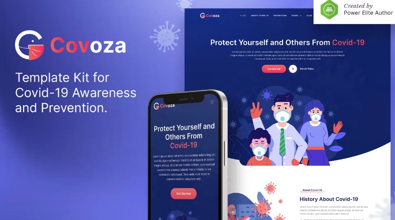 Covoza – Covid 19 Awareness & Prevention Elementor Template Kit