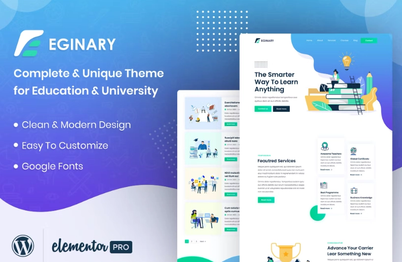 Eginary Online Education Elementor Template Kit