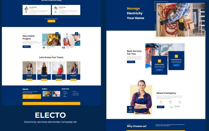 Electo Electricity Services Elementor Template Kit