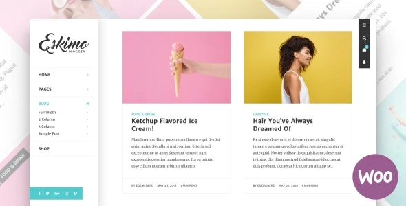 Eskimo Minimal Personal Wordpress Blog & Shop Theme 1.8.3