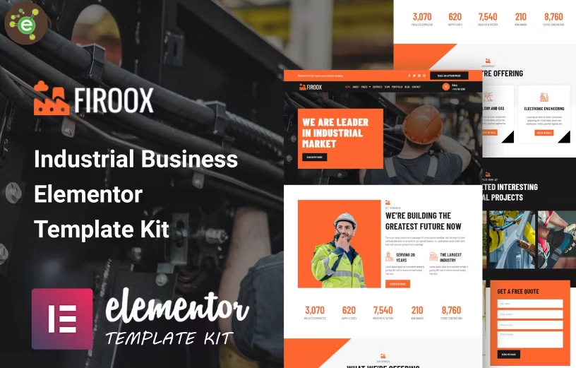 Firoox Industrial Business Elementor Template Kit